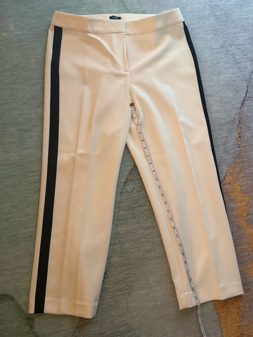 Loft tuxedo Cream Ankle Pants with Black Side Stripe